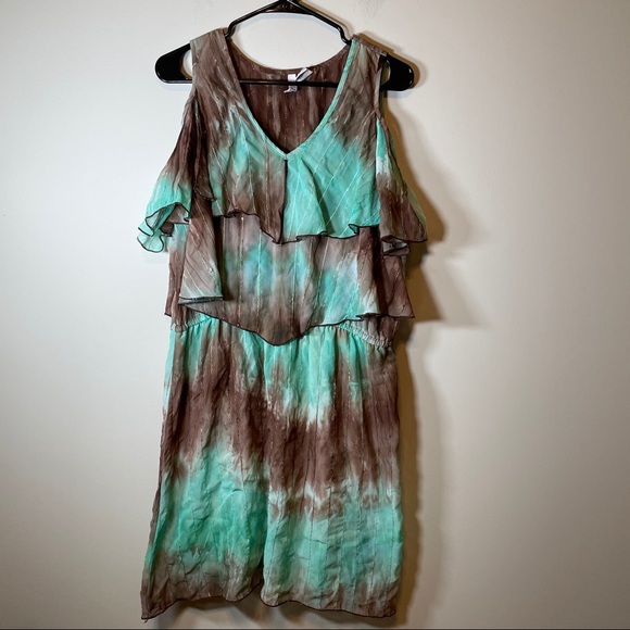 Sami & Jo Dresses & Skirts - SOLD Sami & Jo Blue & Brown Cold Shoulder Dress